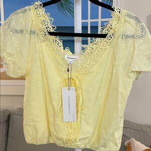 Dance & Marvel Yellow Lace Crop Top